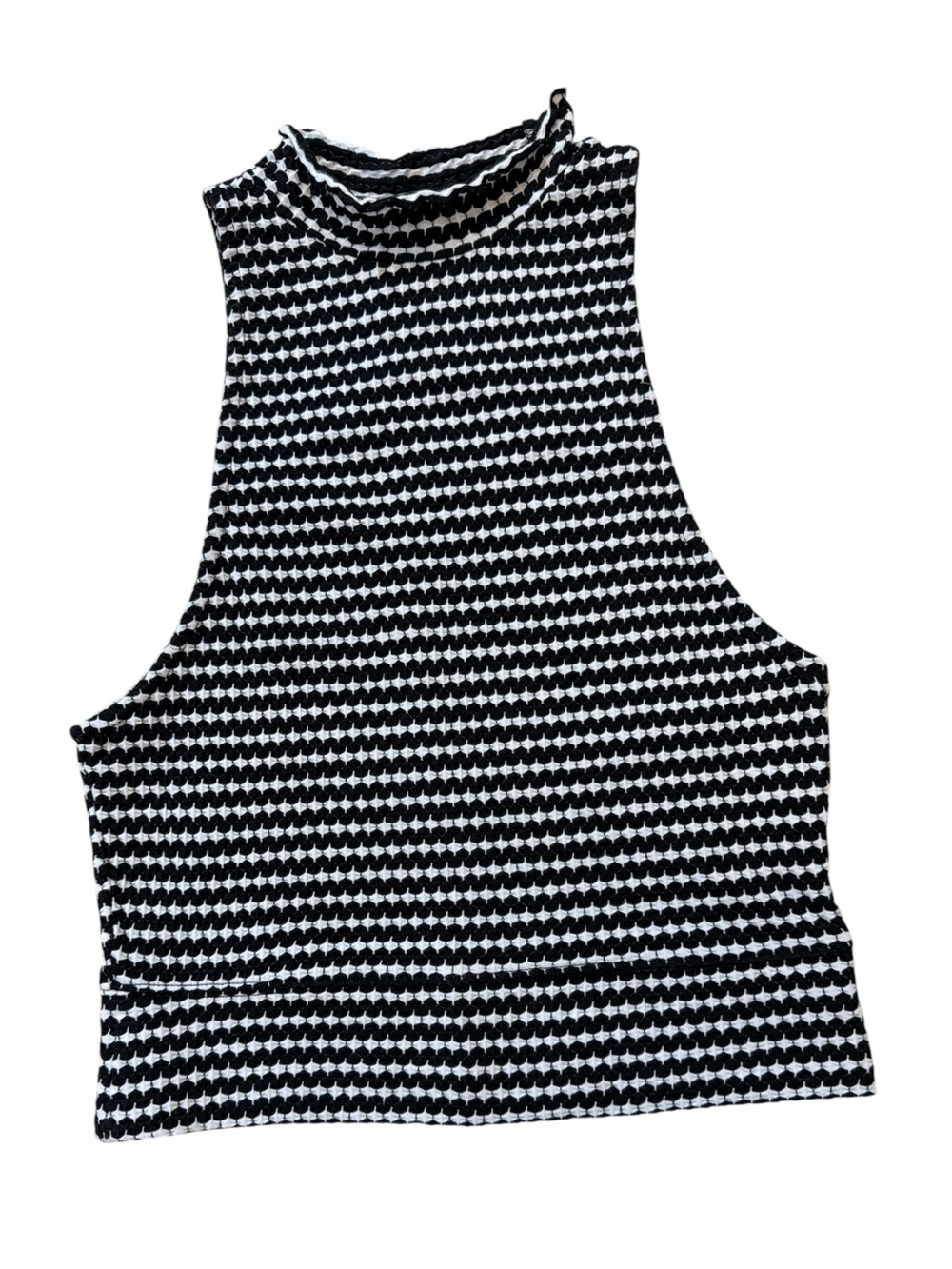 Free People Black & White Mock Neck Sleeveless Tank